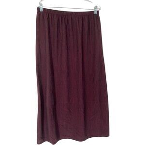 BLANQUE Skirt Womens Size 2 Maroon Solid Elastic Waist Long Vintage Cottagecore